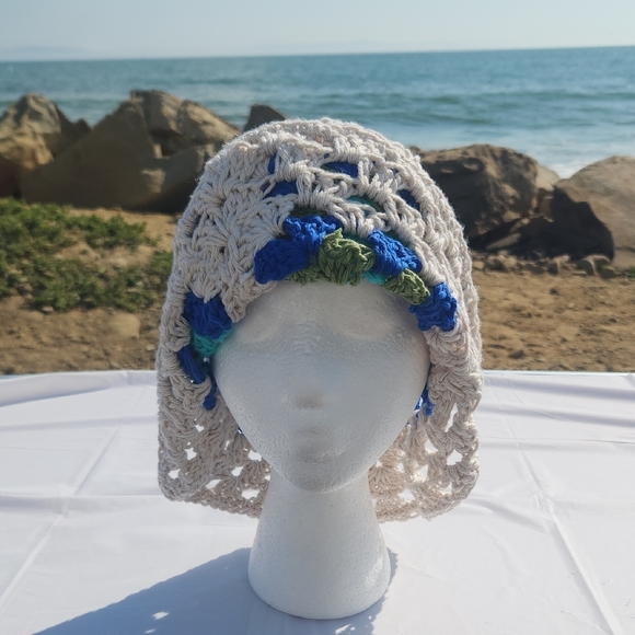 Handmade Crochet Granny Square XL Cotton Unisex Bucket Hat - Picture 12 of 15